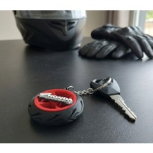 Ümraniye 3D Honda Logolu Özel Tasarım Lastik Detaylı Motosiklet Anahtarlığı