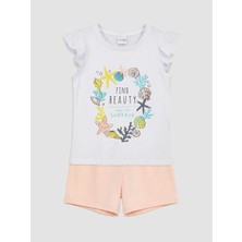 Lc Waikiki Yeni Sezon Bisiklet Yaka Baskılı Kız Çocuk Şortlu Pijama Takımı