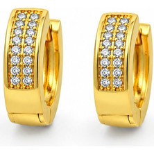 Serelya 14K Gold Renk Kaplama Zirkon Taşlı Halka cm Kadın Küpe