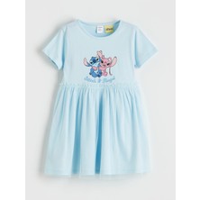 Lc Waikiki Yeni Sezon Stitch ve  Angela Baskılı Kız Çocuk Fırfırlı Elibse