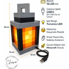 Chara Minecraft Büyük Boy Gece Lambası- Lantern- Masa Lambası (Usb Kablolu)