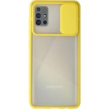 Mudanis Samsung Galaxy A71 Kılıf Palm Buzlu Kamera Sürgülü Silikon - Sarı