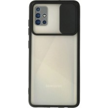 Mudanis Samsung Galaxy A71 Kılıf Palm Buzlu Kamera Sürgülü Silikon - Siyah