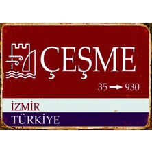 Lucena Izmir Çeşme Tasarımlı Ahşap Mdf Tablo Duvar Dekoru Eskitme Şehir Plakası Levha Cafe Tablo