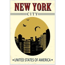 Lucena New York City Şehir Temalı Ahşap Mdf Tablo Duvar Dekoru Dekoratif Tablo Ofis Hediyelik