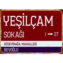 Lucena Yeşilçam Sokağı Temalı Ahşap Mdf Tablo Duvar Dekoru Eskitme Dekoratif Tablo