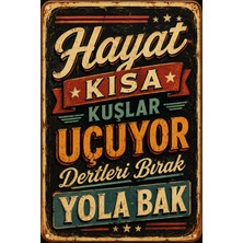Lucena Retro Araç Arkası Yazısı Tasarımlı Mdf Duvar Dekoru 20X30 cm Vintage Tablo