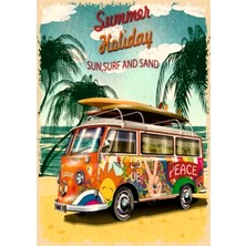 Lucena Summer Holiday Karavan Tasarım Ahşap Mdf Tablo Duvar Dekoru Eskitme Tablo