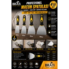 BRATİ HAND TOOLS Profesyonel Macun Spatulası Dayanıklı Esnek Yapı Tamir Sıva Alçı Yüzey Düzeltme Aleti 4'lü Set