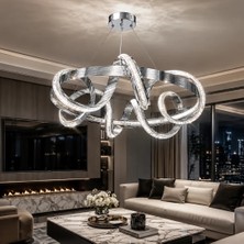 Armina Lüks Cristalya Serisi Premium Kalın Çizgili Kasa Orjinal Kaplamalı 3 Renk Ledli Sarkıt Ledli Avize Modern