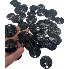 Hobi Dünyası Evim 30 Gram 25 mm Mango Pul Güpür Takı Kumaş Bandana File Bere Çanta Pulu Sedefli Parlak Payet Pul Boncuk - Siyah
