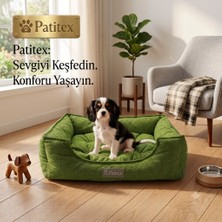 Patitex Şönil Kumaş Premium Kedi Köpek Yatağı - Yıkanabilir Çıkarılabilir Minderli Konforlu Evcil Hayvan Yatağı