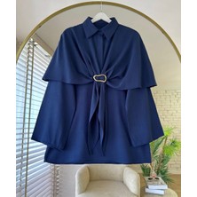by Nursel Çiçek Kadın Trend Premium Pelerin Yaka Toka Detaylı Tunik