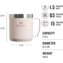 Bg Store Classic Legendary Camp Mug Paslanmaz Çelik Termos Bardak, 0.35 Litre, Pembe Kuvars (Rose Quartz)
