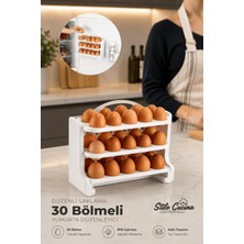 Stile Cucina 30 Bölmeli Yumurtalık - 3 Katlı Yumurta Rafı Saklama Kabı Beyaz