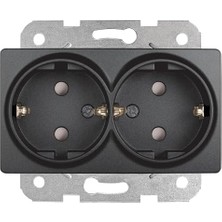 Linnera Life Gece Siyahı Ikili Topraklı Priz Çarpma Karşıtı Mekanizma ve Kapak