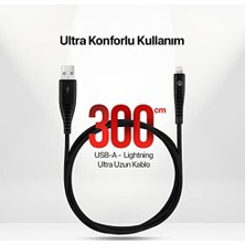 By Usb-A - Lightning 2A Şarj Kablosu 300CM-SIYAH - 3DK37S