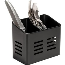 Baco Çatal Bıçak Sepeti, Siyah Açık Hava Mutfak Sepeti, Çatal Bıçak Takımı Için Siyah Toz Kaplamalı Metalden Yapılmıştır, 16 x 13,5 x 9 cm