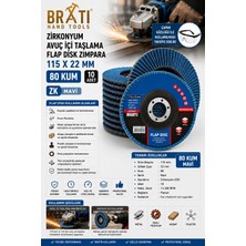 BRATİ HAND TOOLS Zirkonyum Zk Flap Dizk Avuç Içi Taşlama Flap Disk Zımpara 115 x 22 mm 80 Kum (10 Adet)