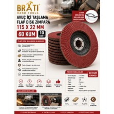 BRATİ HAND TOOLS Avuç Içi Taşlama Flap Disk Zımpara 115 x 22 mm 60 Kum (10 Adet)