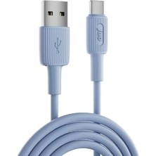 66W Usb-A To USB Type-C Silikon Hızlı Şarj ve Data Kablosu Mavi 1 Metre