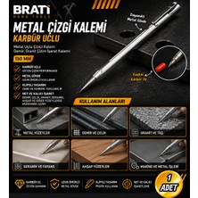 BRATİ HAND TOOLS Karbür Uçlu Çizgi Kalemi Metal Uçlu Çizici Kalem Demir Granit Çizim Işaret Kalemi 150 mm