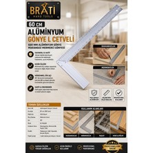BRATİ HAND TOOLS 60 cm Alüminyum Gönye L Cetveli 600 mm Alüminyum Gönye Marangoz Mermerci Gönyesi