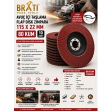 BRATİ HAND TOOLS Avuç Içi Taşlama Flap Disk Zımpara 115 x 22 mm 80 Kum (10 Adet)