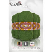 Nako Bonbon Kristal - Yeşil (98235) - 5'li Paket - 100GR/475M - Ince Lif El Örgü Ipi - Şal Bluz Ipi