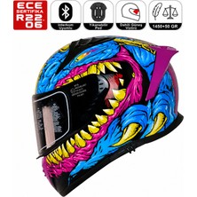 MTS M801 Snake Gangju Motosiklet Kaskı Spoiler Mod Güneş Vizörlü Full Face Kask