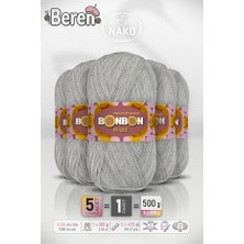 Nako Bonbon Kristal - Açık Gri (98233) - 5'li Paket - 100GR/475M - Ince Lif El Örgü Ipi - Şal Bluz Ipi