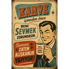 Lucena Komik Kahve Sözlü Retro Mdf Duvar Dekoru Vintage Kahve Temalı Ahşap Tablo
