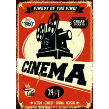 Lucena Retro Sinema Tasarımlı Ahşap Mdf Tablo Duvar Dekoru Eskitme Cafe Film Odası Tabelası Levha