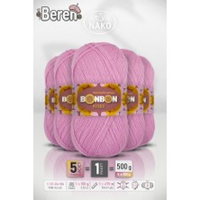 Nako Bonbon Kristal - Pembe (98261) - 5'li Paket - 100GR/475M - Ince Lif El Örgü Ipi - Şal Bluz Ipi