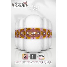 Nako Bonbon Kristal - Beyaz (98200) - 5'li Paket - 100GR/475M - Ince Lif El Örgü Ipi - Şal Bluz Ipi