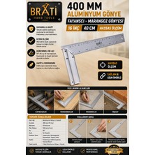 BRATİ HAND TOOLS 400 mm Alüminyum Gönye Fayansçı Marangoz Gönyesi 16 Inç