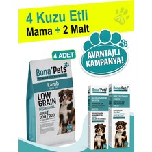 Bona’Pets Premium Pet Nutrition Bona’Pets Premium Kampanyalı 4'lü Düşük Tahıllı Kuzu Etli Köpek Maması 2 Adet Malt