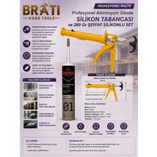 BRATİ HAND TOOLS Profesyonel Alüminyum Gövde Silikon Tabancası ve 280 gr Şeffaf Silikonlu Set