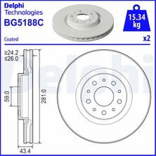 Delphi Almparca Fren Diski Ön Hali Fiat Egea 20- 281X26X43 4 5 Delik