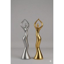 Vetria 19 cm Gold-Gümüş Renk Dans Eden Kadın Heykeli 2'li Iskandinav Tarzı Biblo Heykel Figür Dekor Ev Dekorasyon