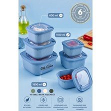 6'lı Mikrodalga ve Difriz Kullanımına Uygun Vakumlu Sızdırmaz Saklama Kabı Seti 2X(600-1100-1800 Ml)