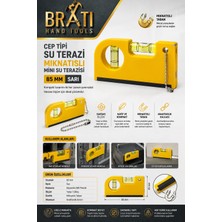 BRATİ HAND TOOLS Cep Tipi Su Terazi Mıknatıslı Mini Su Terazisi 85 mm Sarı