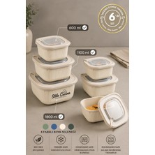 6'lı Mikrodalga ve Difriz Kullanımına Uygun Vakumlu Sızdırmaz Saklama Kabı Seti 2X(600-1100-1800 Ml)