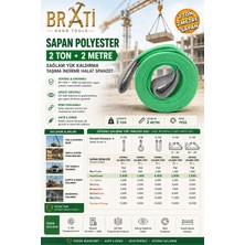 BRATİ HAND TOOLS Sapan Polyester Spanzet 2 Ton 2 Metre Su Yeşili Sağlam Yük Kaldırma Taşıma Indirme Halat