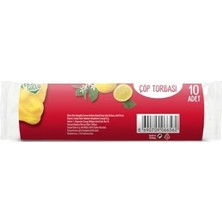 Büzgülü Kokulu Çöp Torbası, Büyük Boy (Limon) 65 x 70 cm (10 Adet/rulo)