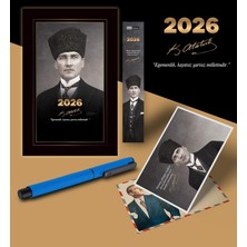 Peri Store 2026 Kalpaklı Atatürk Ajandası Ayraç Kartpostal Kalem - Mavi