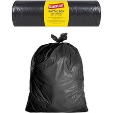 Peri Store Endüstriyel Çöp Torbası Battal Siyah 10 Adet 72 x 95 Cm, Kalın & Yırtılmaz, Sızdırmaz, Çift Katlı, Geri Dönüştürülebilir, Fabrika, Depo, Kafe, Otel, Inşaat Alanı, Atölye, Hastane, Bahçe
