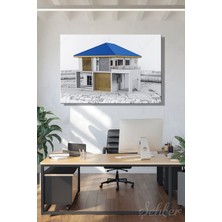 Şehber Yatay Tekli Kanvas Tablo Modern  Emlak Ofisi Inşaat Gyo Mimarlık Dubleks Ev 3D Render 2227