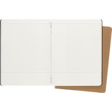 Peri Store Moleskine Cahier CH4STNB Çalışma Defterleri (Dersler Için, Xlarge, 2'li Set, Çizgili, Karton Kapaklı) Siyah, Kahverengi Kraft Kağıt