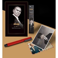 Peri Store 2026 Gazi Paşa Atatürk Ajandası Ayraç Kartpostal Kalem - Kırmızı
